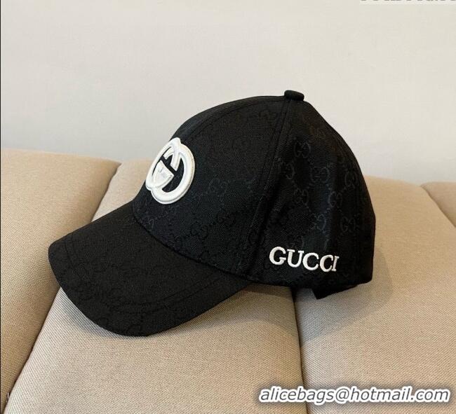New Design Gucci GG Canvas Baseball Hat with Interlocking G GG090910 Black 2025