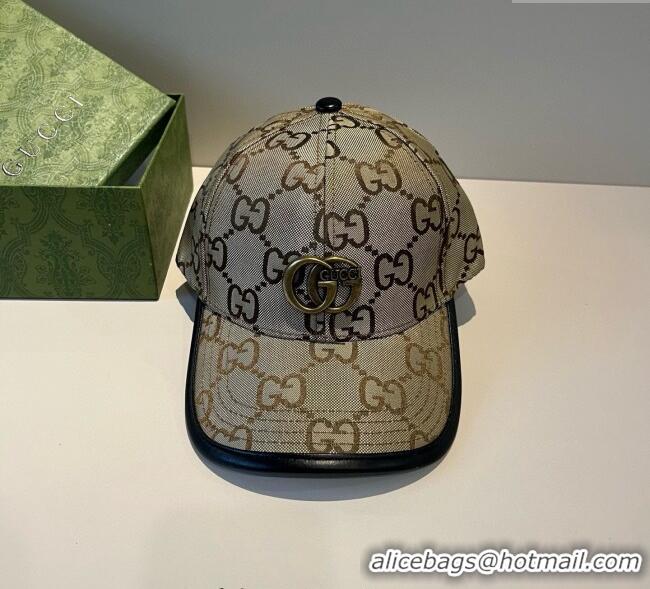 Best Quality Gucci Maxi GG Canvas Baseball Hat GG090911 Camel/Gold 2025
