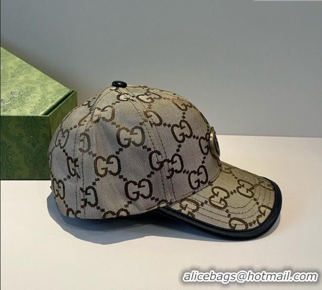 Best Quality Gucci Maxi GG Canvas Baseball Hat GG090911 Camel/Gold 2025