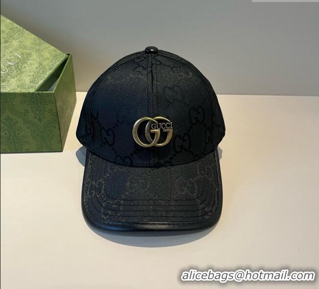 New Product Gucci GG Canvas Baseball Hat GG090911 Black/Gold 2025