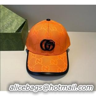 New Fashion Gucci GG Canvas Baseball Hat GG090911 Orange 2025