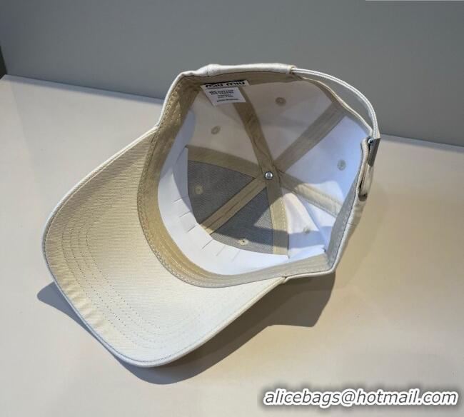 Most Popular Miu Miu Canvas Baseball Hat with Strass MM090912 White 2025