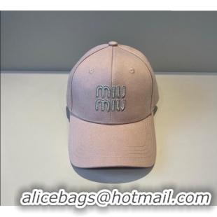 New Product Miu Miu Canvas Baseball Hat with Strass MM090912 Pink 2025