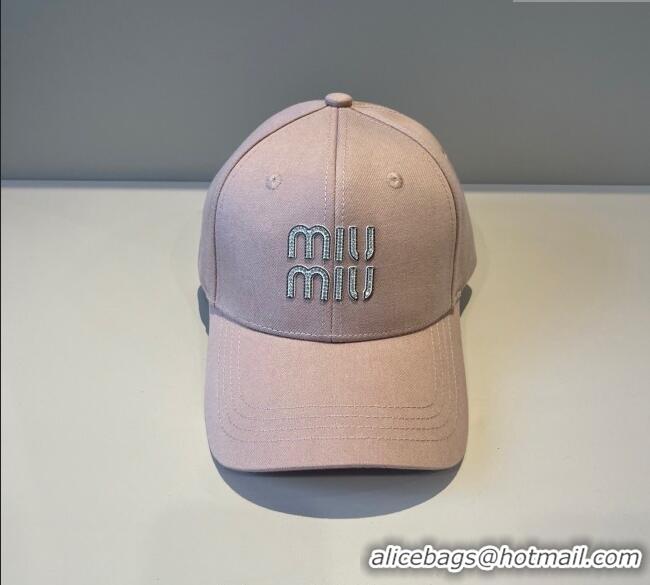 New Product Miu Miu Canvas Baseball Hat with Strass MM090912 Pink 2025