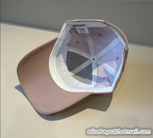 New Product Miu Miu Canvas Baseball Hat with Strass MM090912 Pink 2025