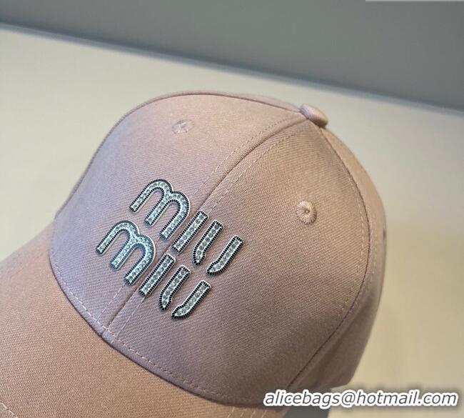 New Product Miu Miu Canvas Baseball Hat with Strass MM090912 Pink 2025