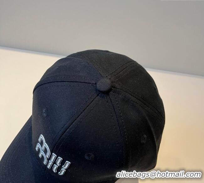High Quality Miu Miu Canvas Baseball Hat with Strass MM090912 Black 2025