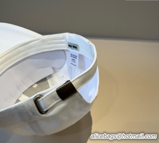 New Product Miu Miu Canvas Baseball Hat with Strass MM090912 White 2025