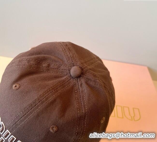 Promotional Miu Miu Canvas Baseball Hat MM090913 Dark Brown 2025