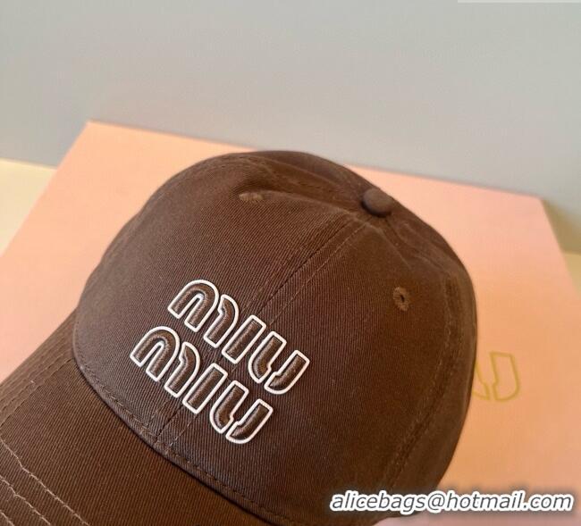 Promotional Miu Miu Canvas Baseball Hat MM090913 Dark Brown 2025