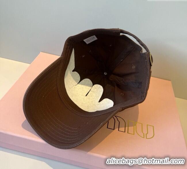 Promotional Miu Miu Canvas Baseball Hat MM090913 Dark Brown 2025