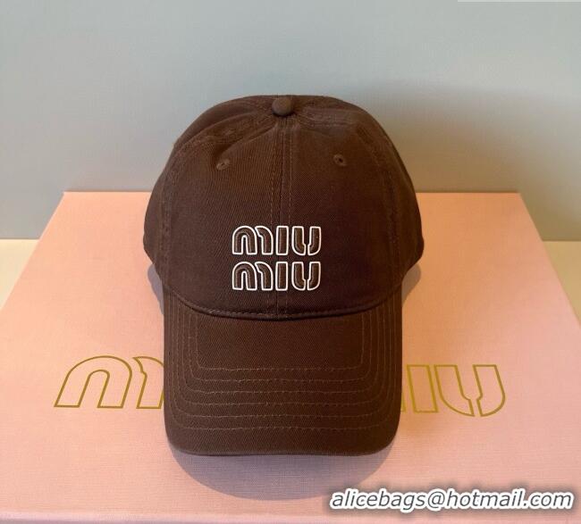 Promotional Miu Miu Canvas Baseball Hat MM090913 Dark Brown 2025
