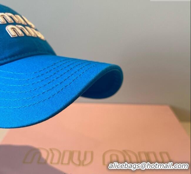 New Stylish Miu Miu Canvas Baseball Hat MM090913 Sky Blue 2025