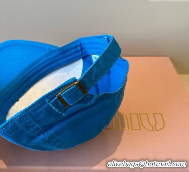 New Stylish Miu Miu Canvas Baseball Hat MM090913 Sky Blue 2025