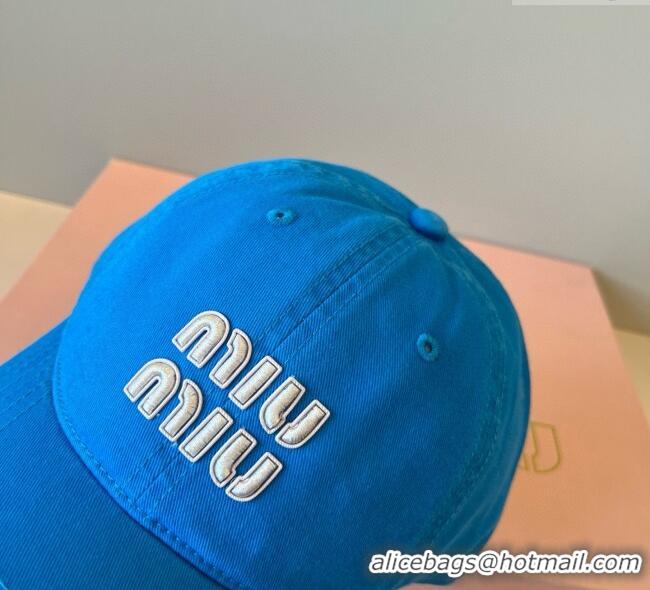 New Stylish Miu Miu Canvas Baseball Hat MM090913 Sky Blue 2025