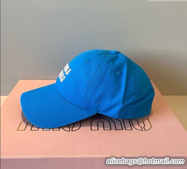 New Stylish Miu Miu Canvas Baseball Hat MM090913 Sky Blue 2025