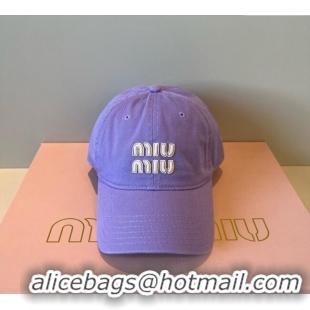 New Product Miu Miu Canvas Baseball Hat MM090913 Light Purple 2025