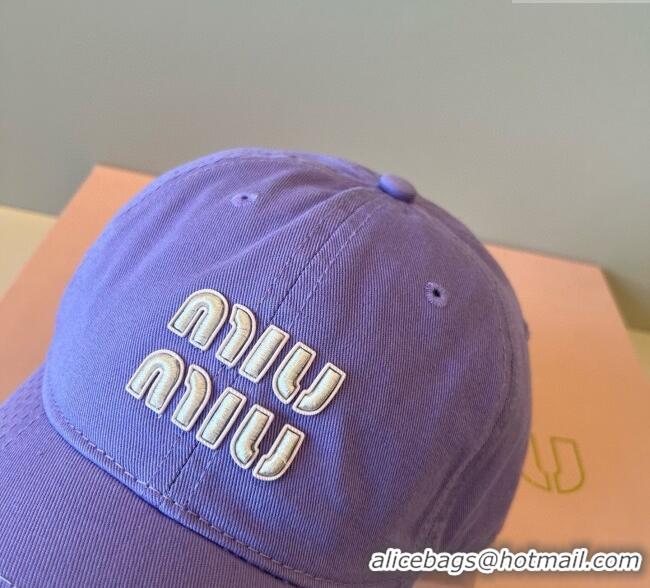 New Product Miu Miu Canvas Baseball Hat MM090913 Light Purple 2025