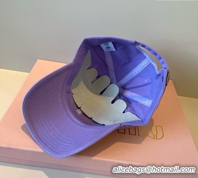 New Product Miu Miu Canvas Baseball Hat MM090913 Light Purple 2025