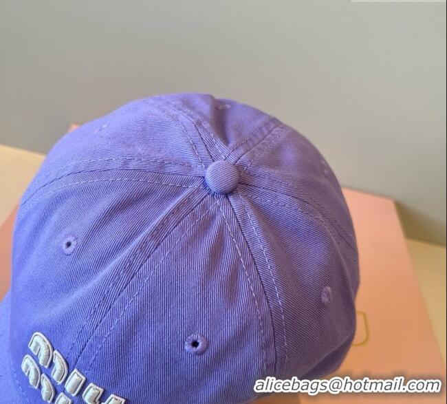 New Product Miu Miu Canvas Baseball Hat MM090913 Light Purple 2025