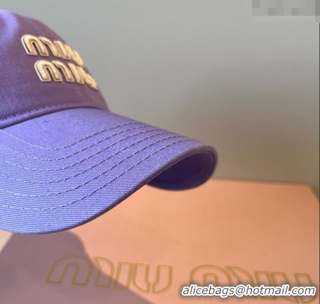 New Product Miu Miu Canvas Baseball Hat MM090913 Light Purple 2025