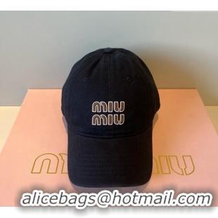 Inexpensive Miu Miu Canvas Baseball Hat MM090913 Black 2025