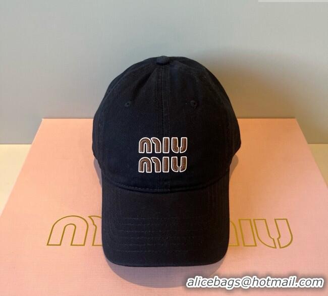 Inexpensive Miu Miu Canvas Baseball Hat MM090913 Black 2025