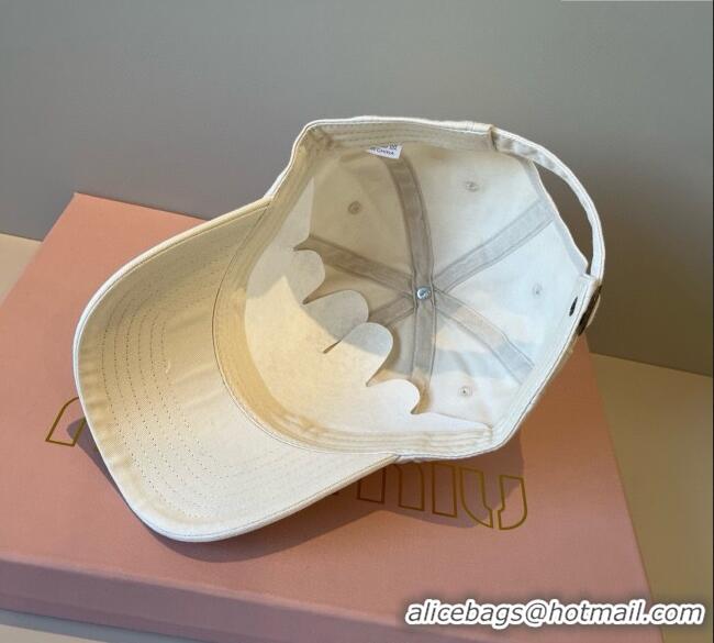 New Product Miu Miu Canvas Baseball Hat MM090913 White 2025