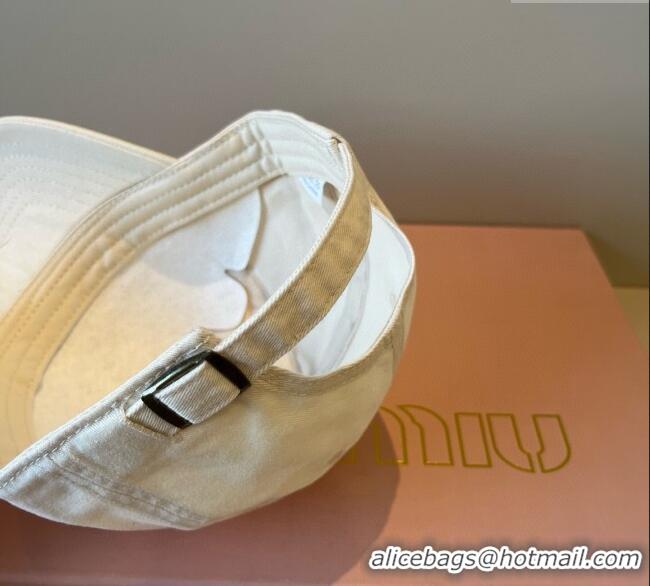 New Product Miu Miu Canvas Baseball Hat MM090913 White 2025