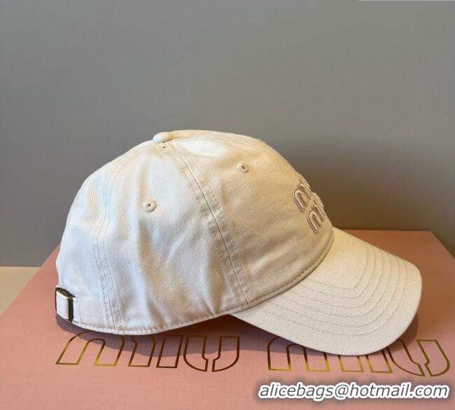New Product Miu Miu Canvas Baseball Hat MM090913 White 2025
