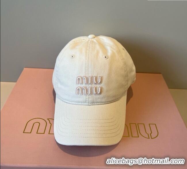 New Product Miu Miu Canvas Baseball Hat MM090913 White 2025