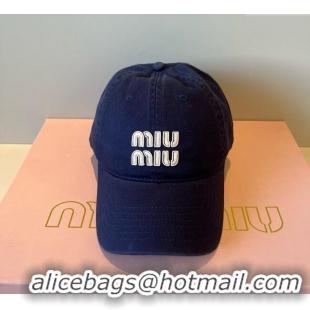 Cheap Wholesale Miu Miu Canvas Baseball Hat MM090913 Navy Blue 2025