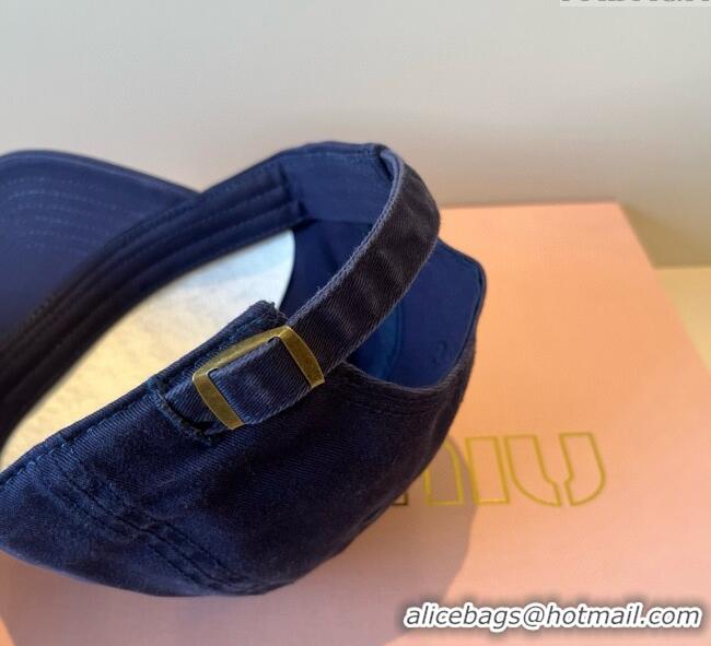 Cheap Wholesale Miu Miu Canvas Baseball Hat MM090913 Navy Blue 2025