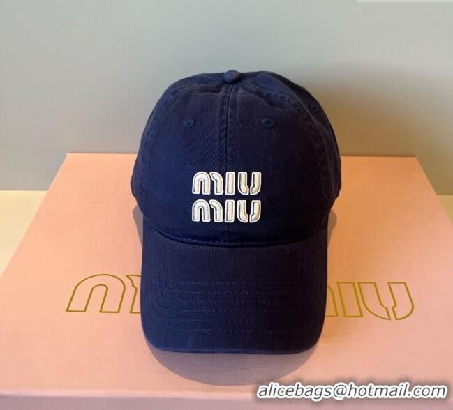 Cheap Wholesale Miu Miu Canvas Baseball Hat MM090913 Navy Blue 2025