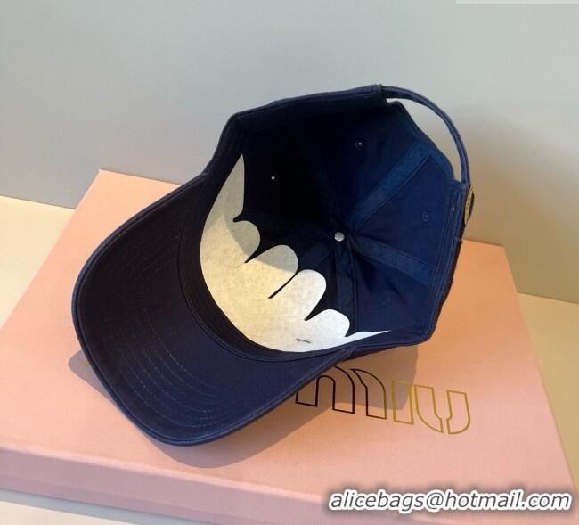 Cheap Wholesale Miu Miu Canvas Baseball Hat MM090913 Navy Blue 2025