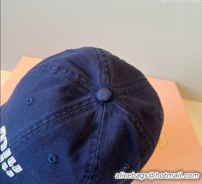 Cheap Wholesale Miu Miu Canvas Baseball Hat MM090913 Navy Blue 2025
