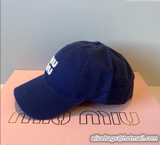 Cheap Wholesale Miu Miu Canvas Baseball Hat MM090913 Navy Blue 2025