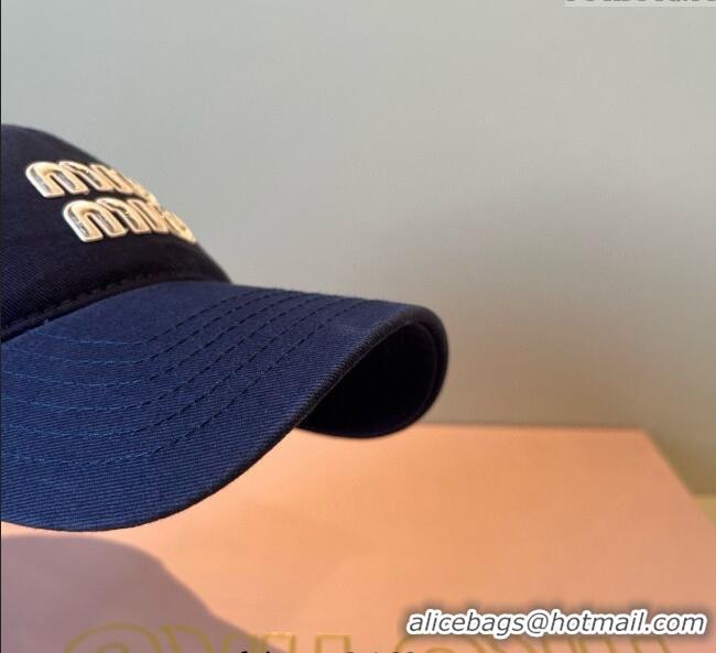 Cheap Wholesale Miu Miu Canvas Baseball Hat MM090913 Navy Blue 2025