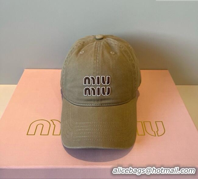 Buy Discount Miu Miu Canvas Baseball Hat MM090913 Khaki 2025