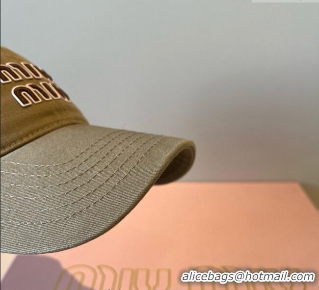 Buy Discount Miu Miu Canvas Baseball Hat MM090913 Khaki 2025