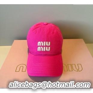 Low Cost Miu Miu Canvas Baseball Hat MM090913 Dark Pink 2025