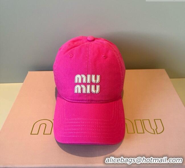 Low Cost Miu Miu Canvas Baseball Hat MM090913 Dark Pink 2025