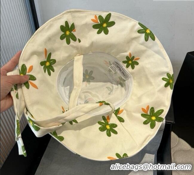 Inexpensive Dior Flower Printed Bucket Hat DR090914 White/Green 2025