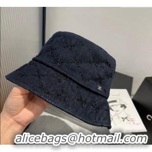 Inexpensive Chanel Denim Bucket Hat with Sequins 0909 Dark Blue 2025