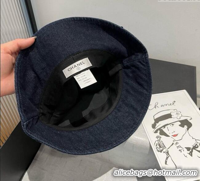 Inexpensive Chanel Denim Bucket Hat with Sequins 0909 Dark Blue 2025