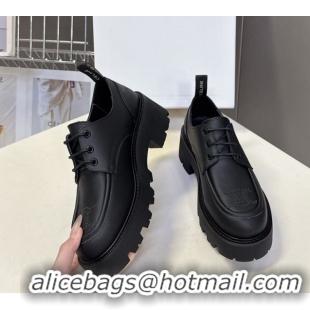 Classic Hot Celine Triomphe Derbies Shoes 5cm in Calfskin Leather Black 0826068