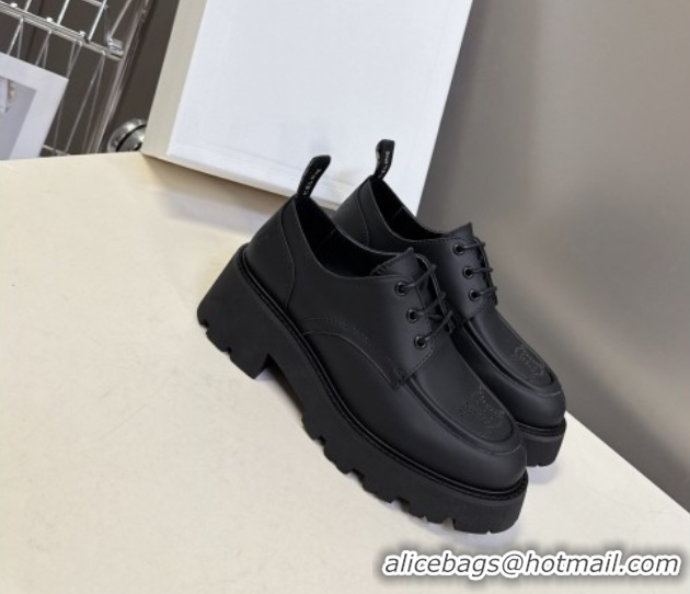 Classic Hot Celine Triomphe Derbies Shoes 5cm in Calfskin Leather Black 0826068