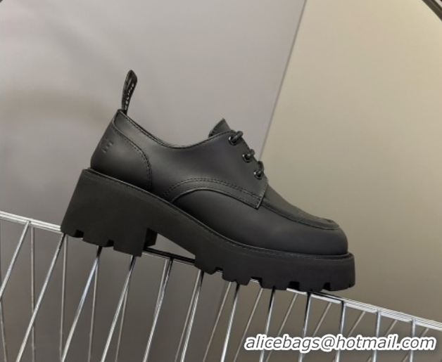 Classic Hot Celine Triomphe Derbies Shoes 5cm in Calfskin Leather Black 0826068