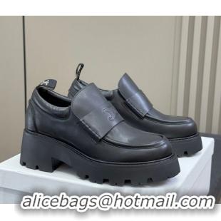 Durable Celine Triomphe Loafers 5cm in Calfskin Black 2025 CE082601