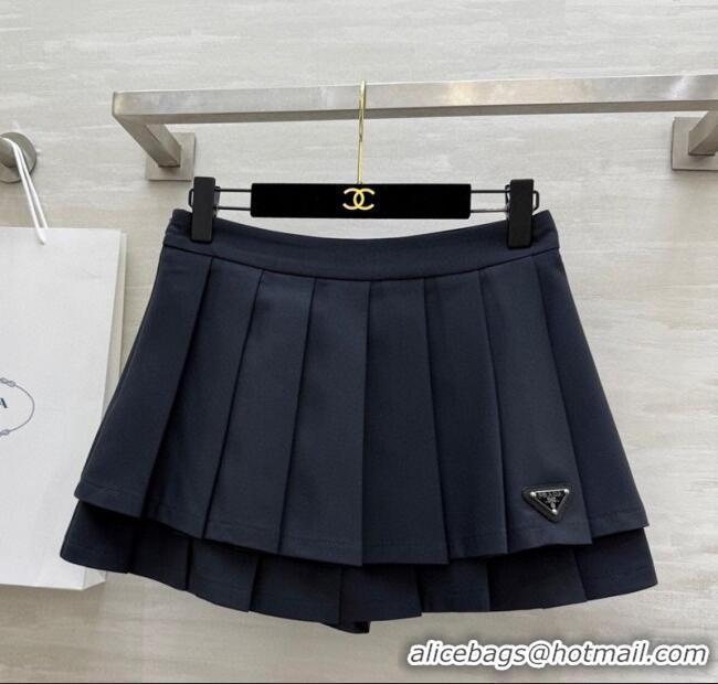 ​Spot Bulk Prada Pleated Mini Skirt 0611 Black 2025
